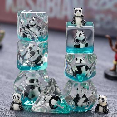 Imagem de Polyhedral D&D Dice Panda Dice,Resin Panda DND Dice Set for Dungeons and Dragons MTG RPG Board Games