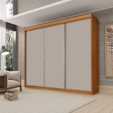 Imagem de Guarda Roupa Casal Luxo Florença 100% Mdf c/ 3 Portas de Correr 5 Gavetas -Trilhos em Alumínio - Luapa - Freijó/Mani