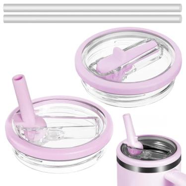 Imagem de Tampa à prova de vazamento de 850 g para acessórios Stanley Cup com canudo flip, 2 peças de substituição de tampa à prova de derramamento, tampa de copo sem derramamento para Stanley Quencher roxo