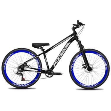 Imagem de Bicicleta Aro 26 Rebaixada Freeride para Grau, Quadro em Alumínio, Relação 1x7, Aros Vmaxx Coloridos, Pedivela 34D, Suspensão 80mm,Preto Branco Azul