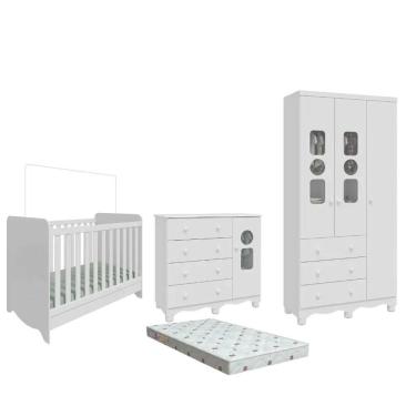 Imagem de Quarto Bebe Completo Dorabelly Dyte MDF 3 Pt + Colchão