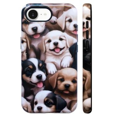 Imagem de Bcov Capa de camada dupla para iPhone 16e, fofo cachorrinho, à prova de choque, híbrido, capa rígida + capa protetora de silicone para iPhone 16e