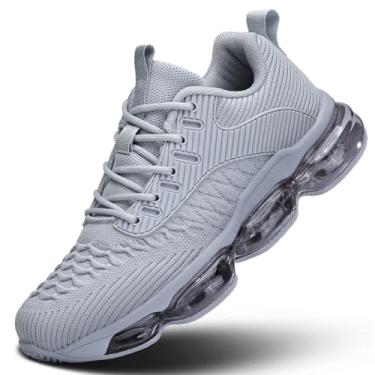 Imagem de Kapsen Tênis feminino de caminhada, corrida, com almofada de ar, respirável, moderno, tênis, malha, treino, casual, atlético, esportes, academia, 1 cinza, 38