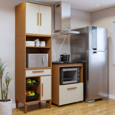 Imagem de Cozinha Compacta João Pessoa 4 Portas 1 Gaveta Natural - Kaiki Móveis