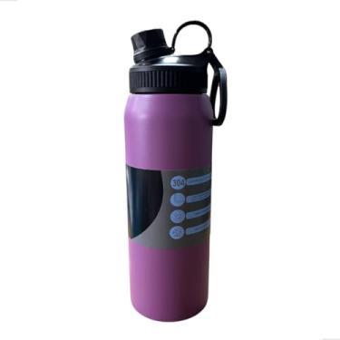 Imagem de Garrafa Térmica Inox 800ml Esportiva com Bico Antivazamento, Bocal Largo, Alça de Transporte, Proteção Dupla (p1315) (Roxo)