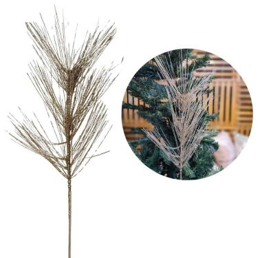 Imagem de Galho Decorativo Haste Flor de Natal Longas e Finas Champanhe 60cm - Bela Flor