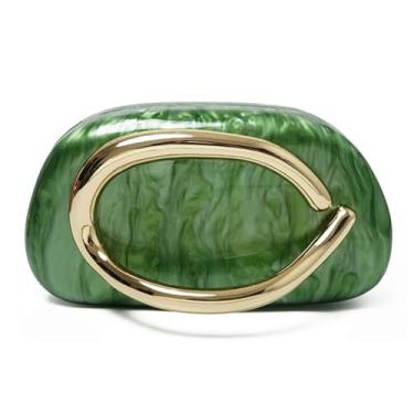 Imagem de Bolsa clutch de acrílico para mulheres, clássica, redonda, acrílica, noturna, vintage, metal, guidão, bolsa para festa de casamento, formatura, Verde oliva