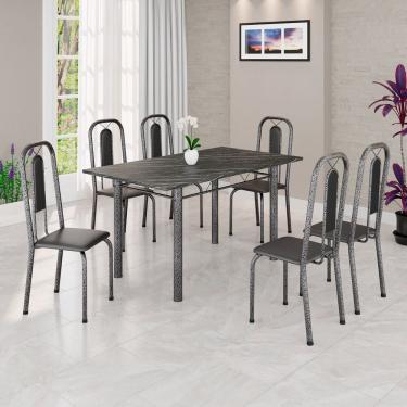 Imagem de Conjunto Sala de Jantar com 6 Cadeiras Lívia Preto/Prata