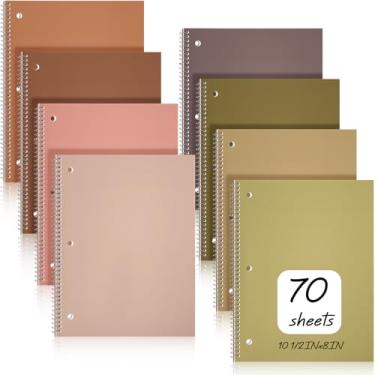 Imagem de Teling Caderno espiral de 1 matéria para trabalho, faculdade, pautado, 20 x 26 cm, caderno espiral de 3 furos, papel perfurado, linha de rasgo, 70 folhas, escritório, escola, material de estudo (cor