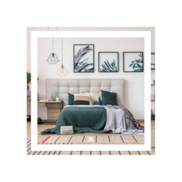 Imagem de Espelho jateado lapidado decorativo quadrado 60x60cm luz led touch Dimerisável luxo iluminado (Led frio)