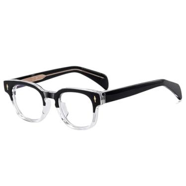 Imagem de Armação de óculos feminina retrô transparente anti-luz azul masculina (preta transparente)