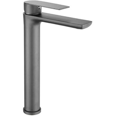 Imagem de Torneira De Pia De Vaso De Alça única Moderna, Torneiras De Banheiro De Corpo Alto De Um Furo, Torneira De Vaidade De Lavatório Rv Torneiras Misturadoras De Aço Inoxidável De Uma Pe, Grey