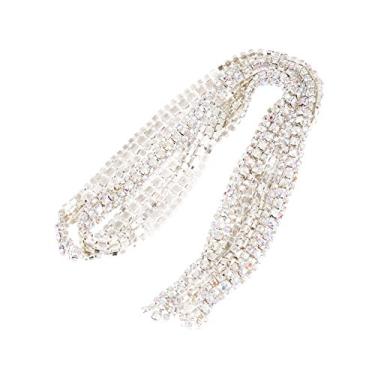 Imagem de DIY 3 linhas Diamond Mesh Roll Roll Crystal Rhinestones Decoração de fita de alta qualidade Material de artesanato elegante para festa de aniversário Decoração de festas de (#1)