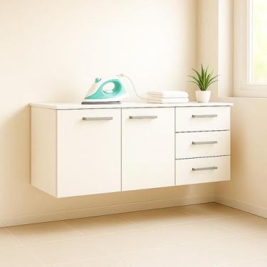 Imagem de Armário Multiuso Suspenso 2 Portas 3 Gavetas Essencial Branco - Direto