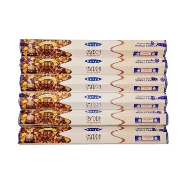 Imagem de Incenso Satya Natural Hexagonal 6 Caixinhas (120 Varetas) - Escolha o seu aroma! (Hexagonal, Mirra)