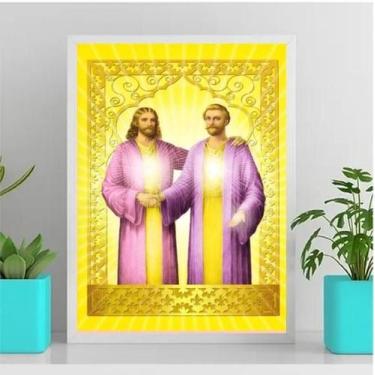 Imagem de Quadro Saint Germain E Jesus Cristo 33X24Cm Branca - Quadros On-Line
