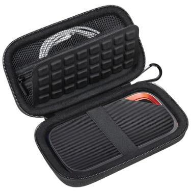 Imagem de Lacdo Estojo de transporte rígido para SanDisk Extreme Pro com USB4 SSD portátil 2TB 4TB USB-C Unidade de estado sólido externa EVA à prova de choque, repelente de água,bolsa protetora de viagem，Preto