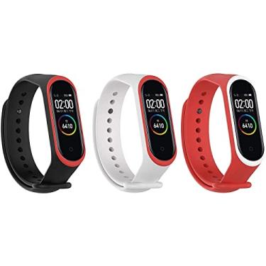Imagem de Nandos-Store - Kit 3 Pulseiras NSmart compatíveis com MI BAND 4 - New Version (Preto_vermelho/Branco_vemelho/Vermelho_branco)