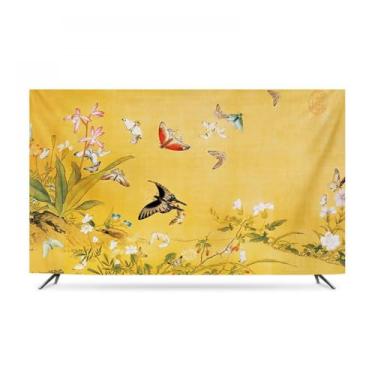 Imagem de Protetor de tela universal para TV de 32-80 polegadas para TVs LED/LCD, capa protetora de tecido macio respirável para decoração de quarto e sala de estar - dourado 3||49-52 polegadas