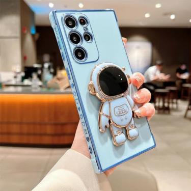 Imagem de Capa de telefone astronauta para Samsung Galaxy S23 FE S24 S22 Ultra Plus A55 A35 A25 A15 A14 A34 A54 Love Heart Suporte dobrável de silicone, azul claro, para Samsung Galaxy S21