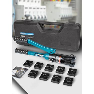 Imagem de Ferramenta de crimpagem hidráulica portátil de 8 AWG a 4/0 AWG para terminais de cabos, alicate hidráulico rápido com 9 pares de matrizes de crimpagem