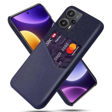 Imagem de Capa para Xiaomi Redmi Note 12 turbo,Tela e tampa de couro PU,Antideslizante,360°cobertura completa à prova de choque com 1 slot de cartão atrás,Prevenção de queda-Blue