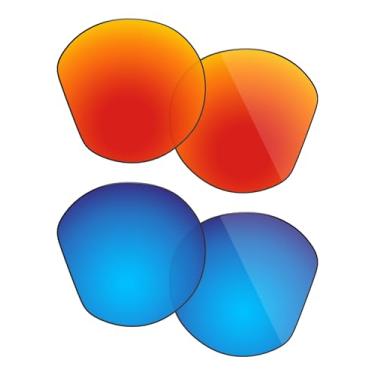 Imagem de Fiskr Lentes polarizadas de substituição compatíveis com óculos de sol Oakley Clifden OO9440, resistente a impactos e ajuste perfeito - vermelho fogo e azul gelo