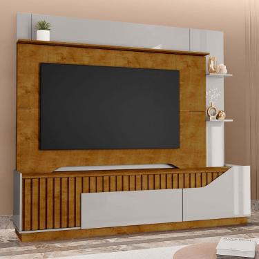Imagem de Estante para TV Até 75 Polegadas Hugo 2 Portas 1 Gaveta Ripado Naturallle/Off-White - Pnr Móveis