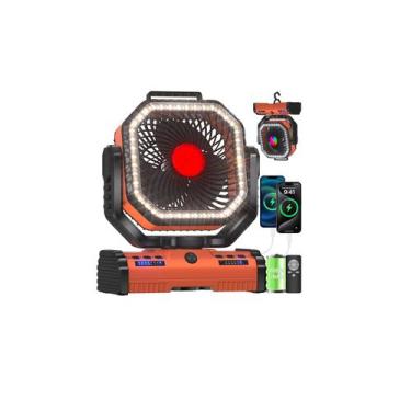 Imagem de Ventilador de acampamento EEIFO 30cm com bateria de 40000mAh e luz LED