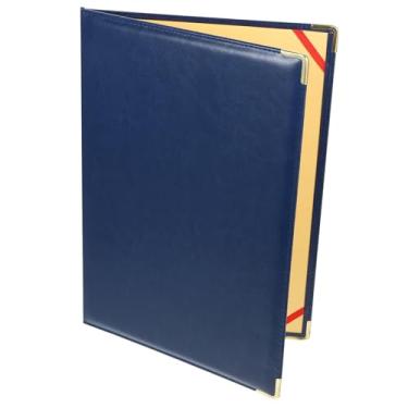 Imagem de VILLCASE Organizador de documentos de mesa - Pasta de negócios para assinatura de contrato, scripts, discursos, eventos, poesia, recitação, bolsa de armazenamento de tamanho grande, azul