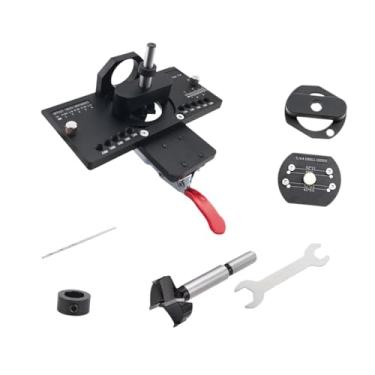 Imagem de Gralara Gabarito para dobradiça de porta oculta, ferramentas para marcenaria, liga de alumínio de 35 mm com gabarito para furação de dobradiça de fixação