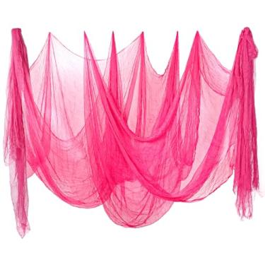 Imagem de Whaline Gaze assustadora rosa de Halloween 606 x 213 cm, rosa choque, roupas assustadoras, decoração assustadora para casas mal-assombradas, artigos de festa, ambientes internos e externos