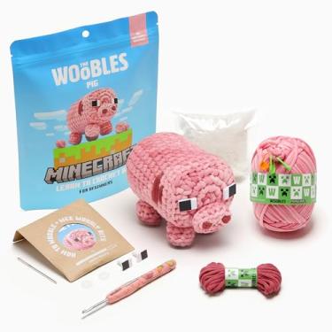 Imagem de The Woobles Kit de crochê Minecraft – Kit de crochê para iniciantes para adultos e crianças, kit de tricô fácil com fio de madeira, artesanato DIY, animais de crochê, brinquedos de Minecraft, presente