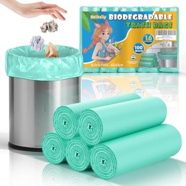 Imagem de Sacos de lixo pequenos de 1,6 galão para banheiro - Mini sacos de lixo (serve para 4 a 4 litros, 5 a 6 litros), 100 unidades, sem cheiro, biodegradável, compostável, forros de escritório, forros