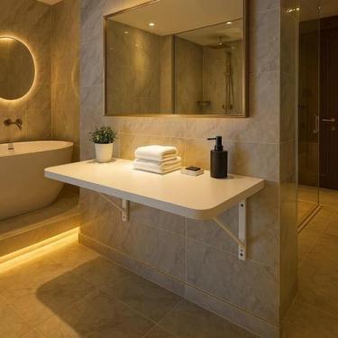 Imagem de Mesa Dobrável 70x50cm De Parede Multiuso Suspensa Retrátil Cozinha Lav