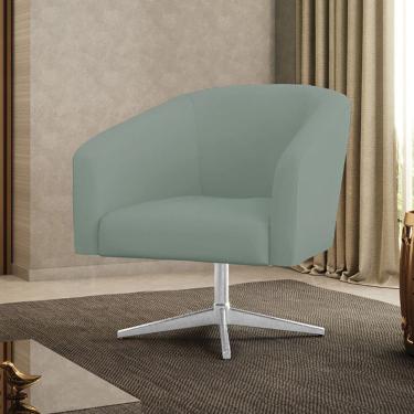 Imagem de Poltrona Decorativa Giratória Cromada Stella Cotelê Ext/Veludo Menta D03 - D`Rossi