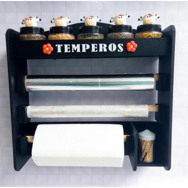 Imagem de Porta temperos Vaquinha porta condimentos com 5 potes decorados - Art 