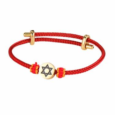 Imagem de Dreamtimes Pulseira náutica estrela de Davi feita à mão aço inoxidável pingente hexagrama pulseiras coração da fé pulseira estrela de Davi joia de proteção da sorte para mulheres e homens, Medium, Aço