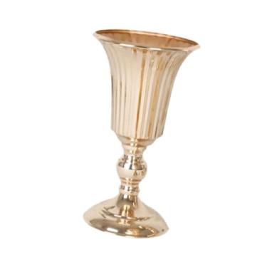 Imagem de XLWLLNJ Vaso de flores de casamento, castiçal, buquê, vaso de metal, suporte de flores para mesa, peça central, aniversário, Gold M 12cmx27cm