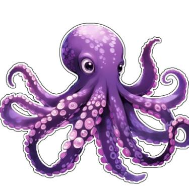 Imagem de Adesivo de polvo roxo bonito vida oceânica para carro, bicicleta, SUV, caminhão, capacete, laptop, garrafa de água, caderno, janela de decalque, guitarra, adesivo impermeável de vinil 12,7 cm (Design