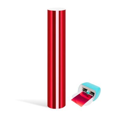 Imagem de KUBOM Vinil permanente espelhado metálico inteligente (13 x 121 polegadas) - não é necessário tapete de corte, é compatível com uma ampla gama de máquinas de corte (vermelho, 13 x 121 polegadas/33 x