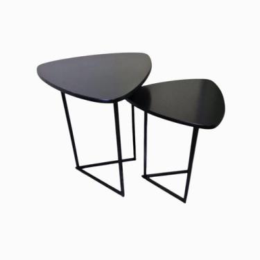 Imagem de Mesa lateral de apoio canto moderna Jade new kit com 2 Industrial Luxo