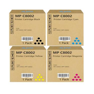 Imagem de Cartucho de toner MP-C8002 de alto rendimento preto ciano magenta amarelo compatível com toner Ricoh MPC8002 para uso de toner Ricoh MP C6502 C8002 (842083 842084 842085 842086)