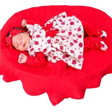Imagem de Saída de Maternidade Menina Aconchego Bela Floral Vermelha 05 Peças P 