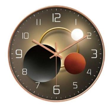 Imagem de Relógio De Parede Rose Gold Lua 30cm Silencioso Design Moderno Sala Qu