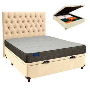 Imagem de Cama Box Bau + Colchão Casal D33 Orthotech Inducol + Cabeceira Estofad