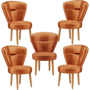 Imagem de Conjunto 5 Cadeiras para Sala de Espera Cozinha Decorativa Tecido Velu