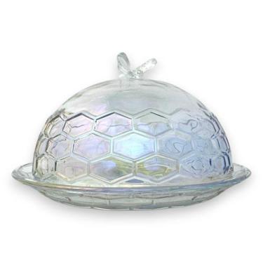 Imagem de Queijeira Vidro Bee Abelha Furta-cor Rainbow Mesa Posta 20cm - HAUSKRA