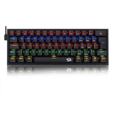 Imagem de Teclado Gamer mecânico Fizz Rainbow, Preto, ABNT2, Switch MK2 DIY Azul, K617-R-B, REDRAGON