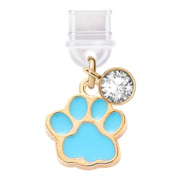 Imagem de ELISE & FONDA TP810 Tipo-C porta de carregamento USB plugue antipoeira minúsculo gato pata pingente de celular para iPhone 15/16/Samsung/OnePlus/Xiaomi/oppo telefones Android (azul)